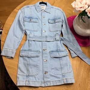 Zara Belted Light Blue Jean Jacket